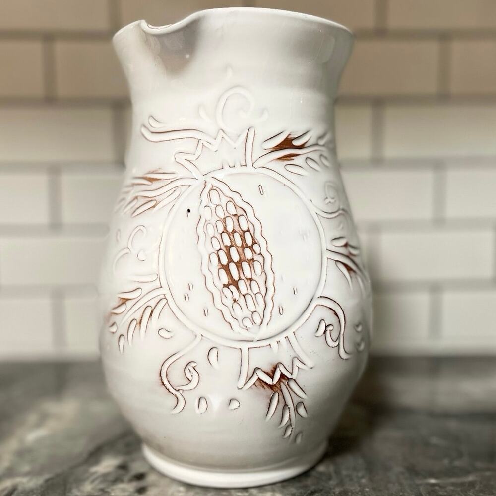 Nuova Coli Ceramiche Pitcher, White, Made in ITALY, 8" Hi, 64oz,